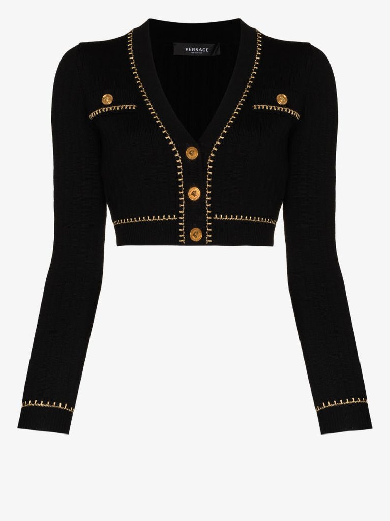 V-neck Cropped Wool Cardigan