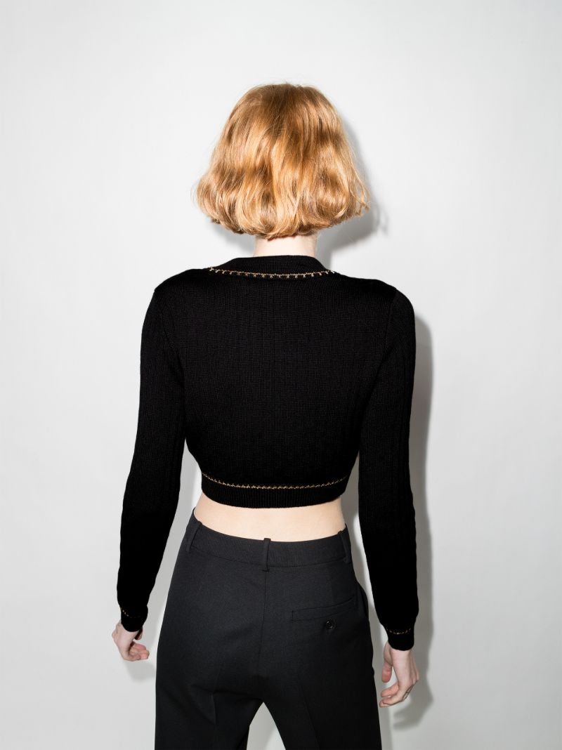 V-neck Cropped Wool Cardigan