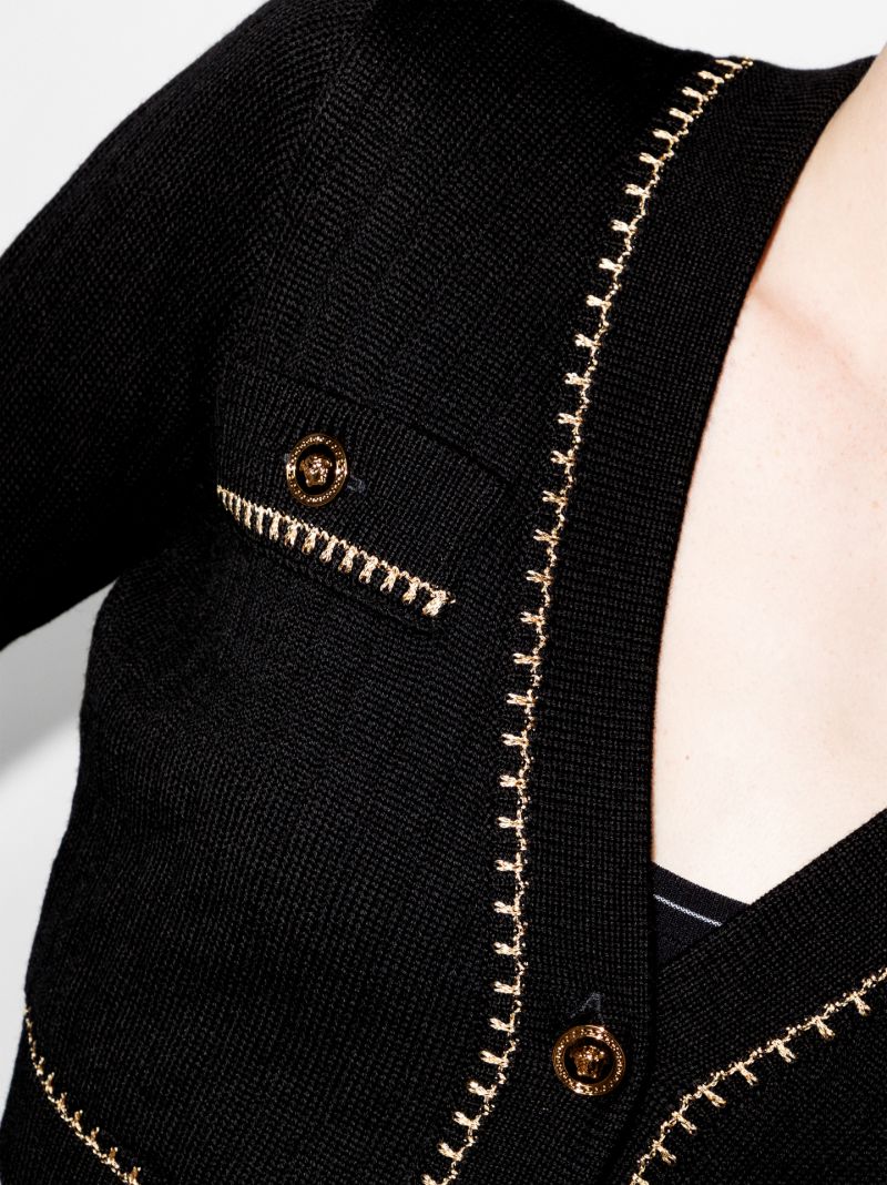 V-neck Cropped Wool Cardigan