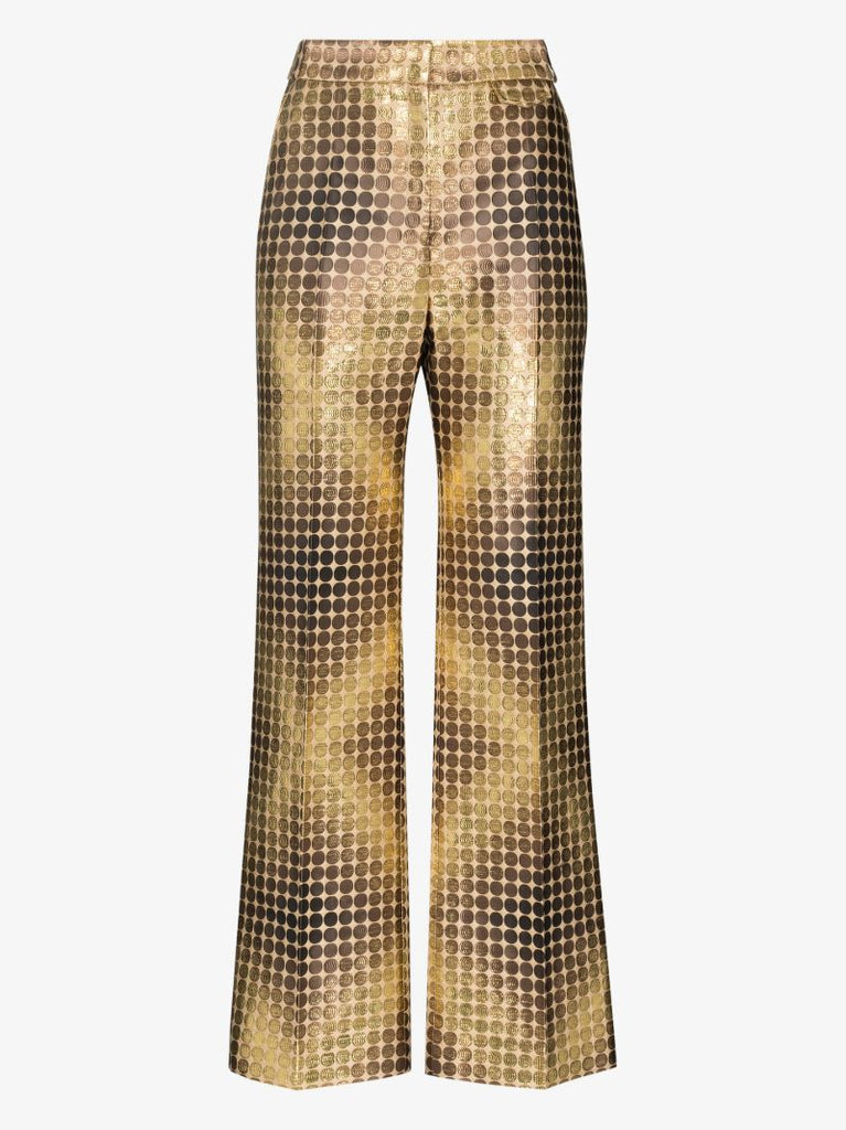 Metallic Disc Slim Leg Trousers