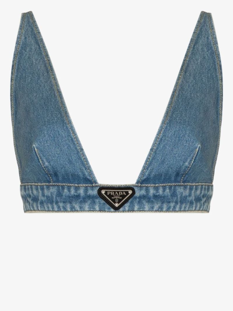 Plunge Neck Denim Bralette