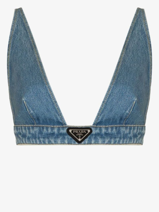 Plunge Neck Denim Bralette