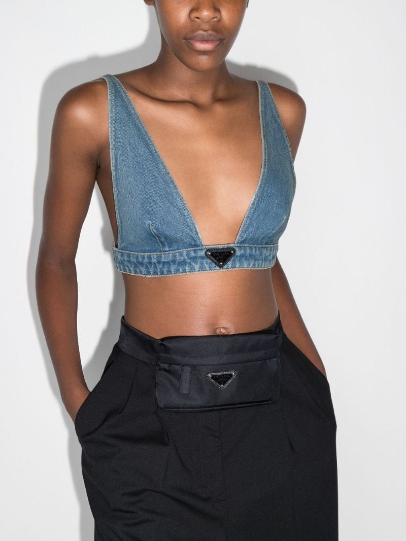 Plunge Neck Denim Bralette