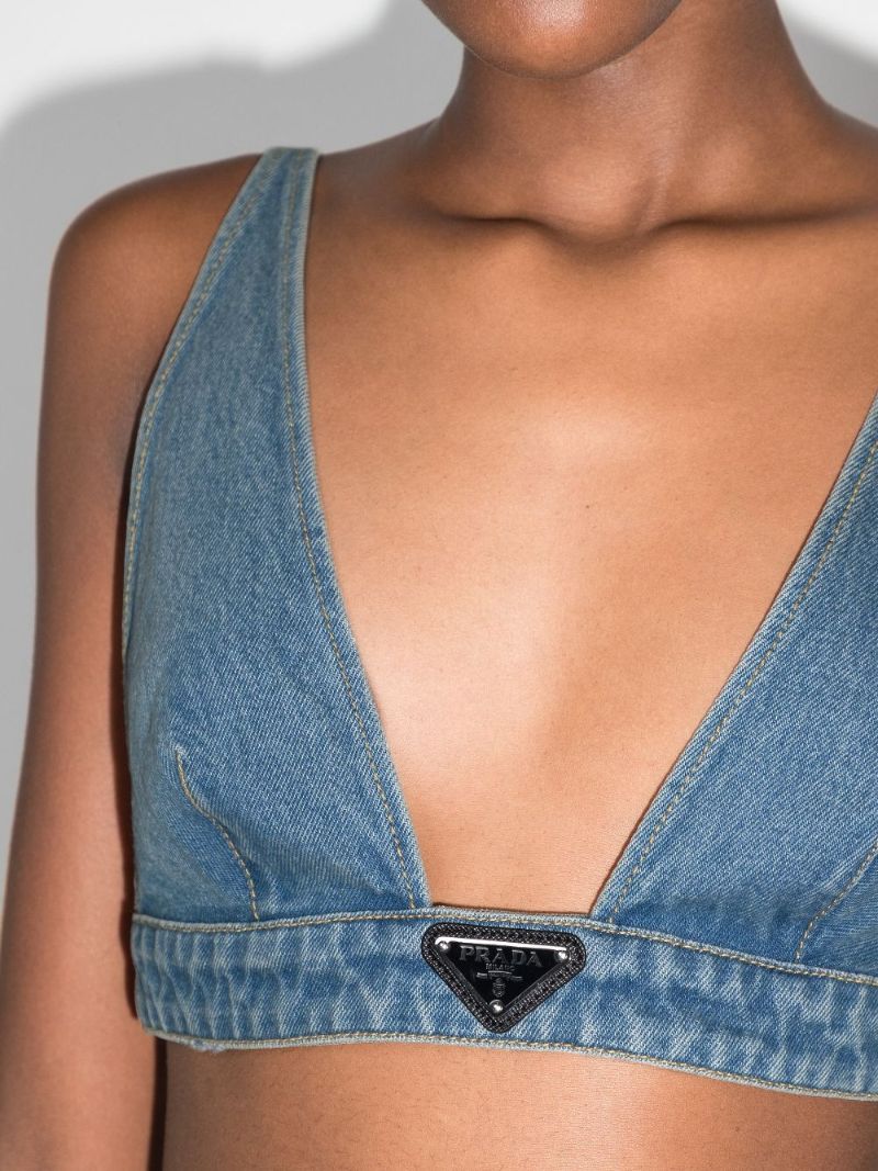 Plunge Neck Denim Bralette
