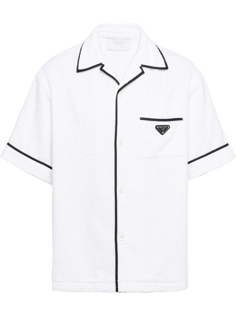 White Towelled Cotton Bowling Shirt