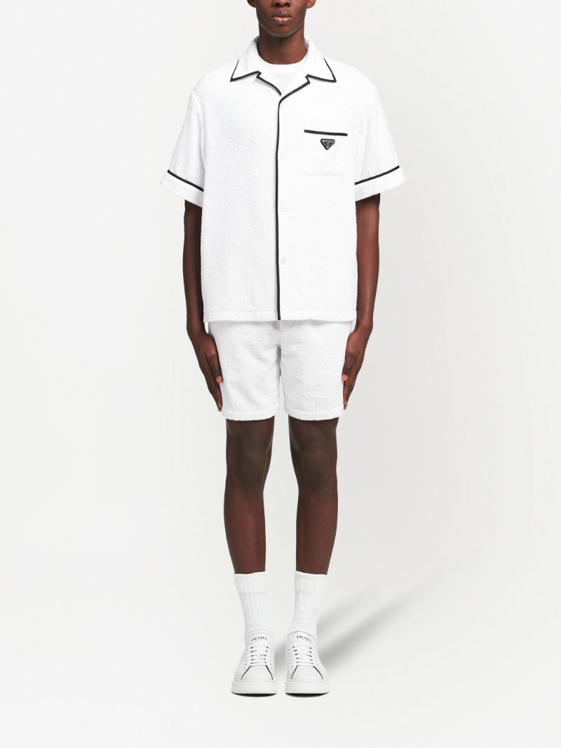 White Towelled Cotton Bowling Shirt