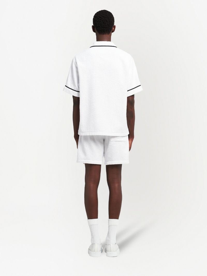 White Towelled Cotton Bowling Shirt