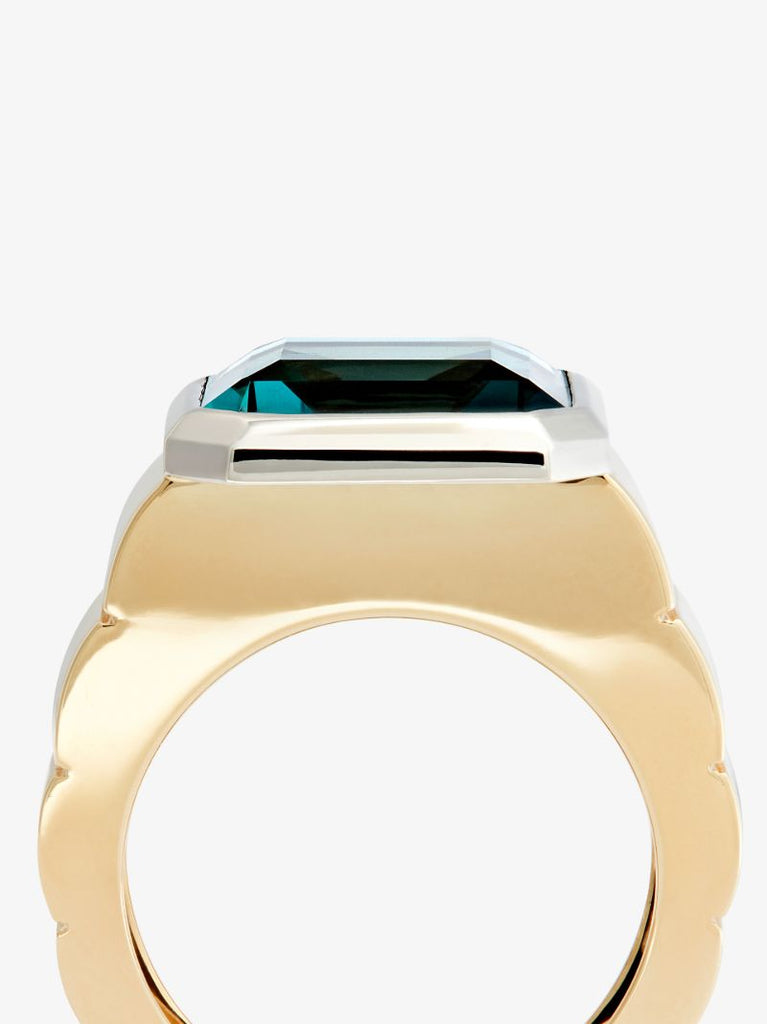 9k Yellow and White Gold Topaz Signet Ring