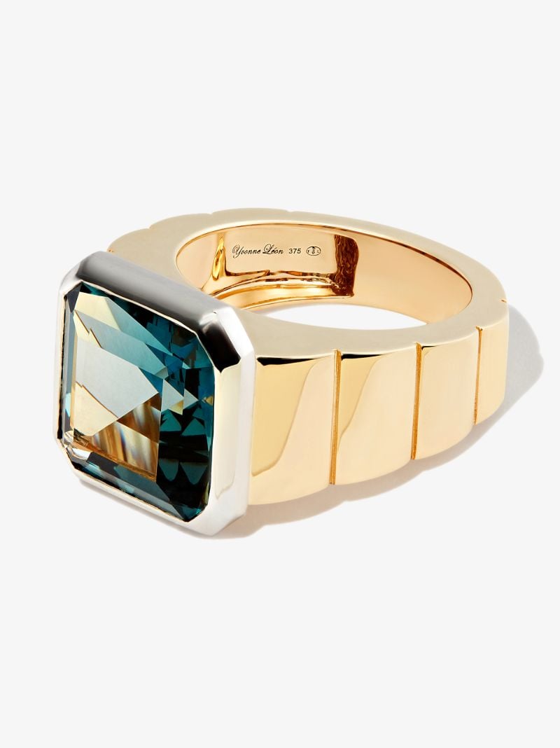 9k Yellow and White Gold Topaz Signet Ring