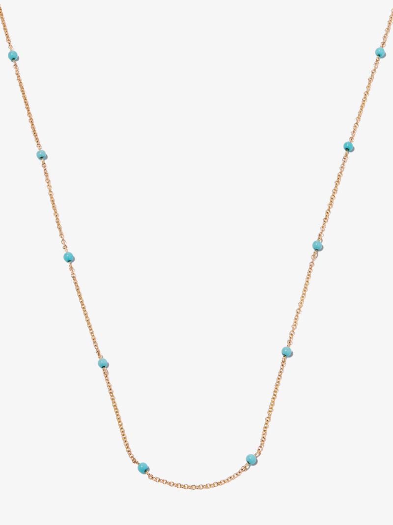 18k Yellow Gold Turquoise Station Necklace