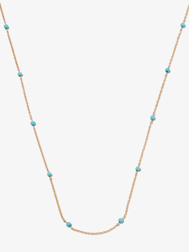 18k Yellow Gold Turquoise Station Necklace