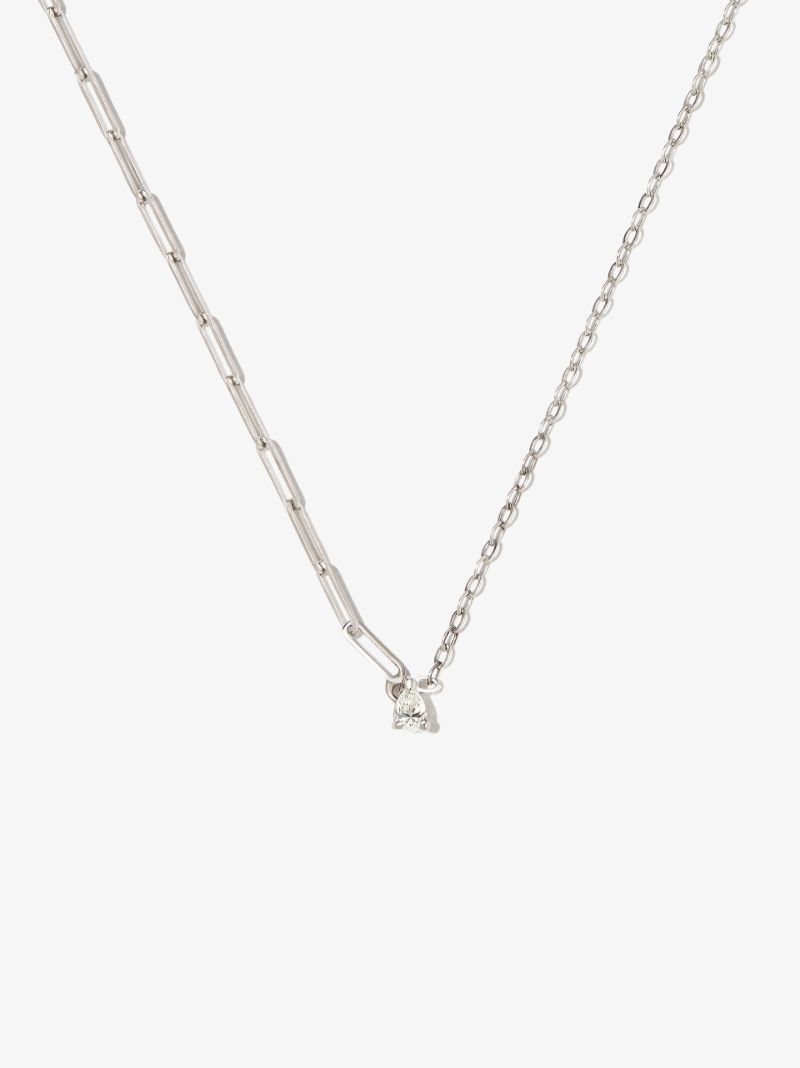 18k White Gold Solitaire Diamond Necklace