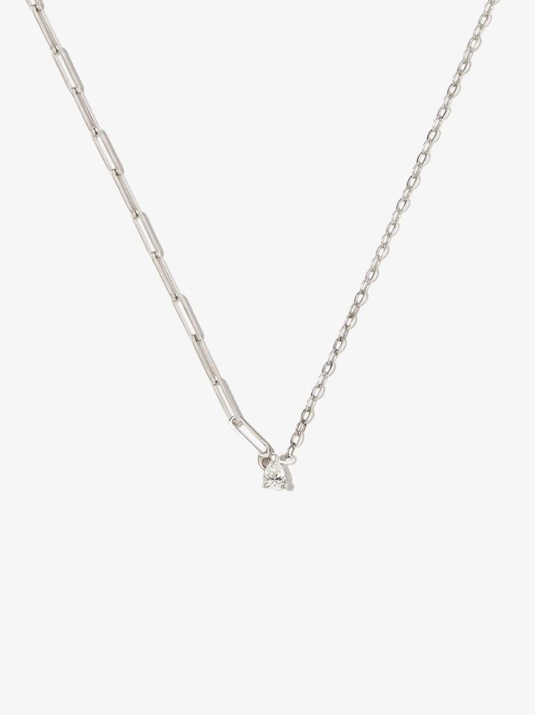 18k White Gold Solitaire Diamond Necklace