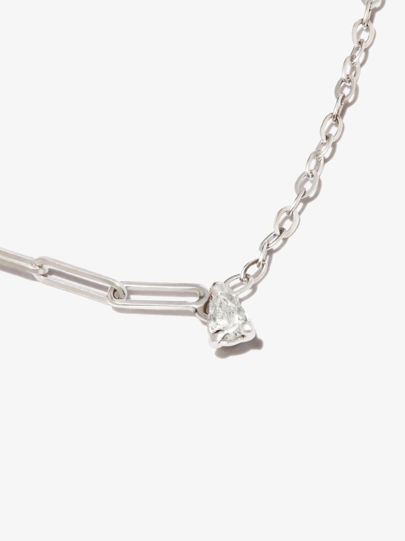 18k White Gold Solitaire Diamond Necklace