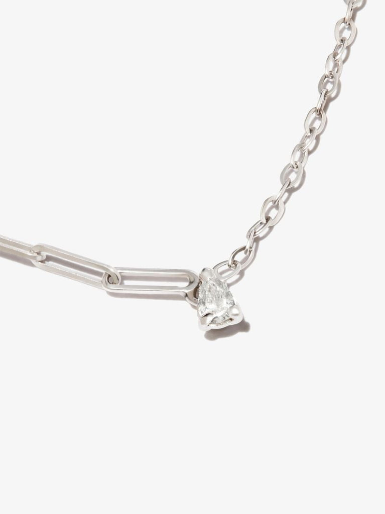 18k White Gold Solitaire Diamond Necklace