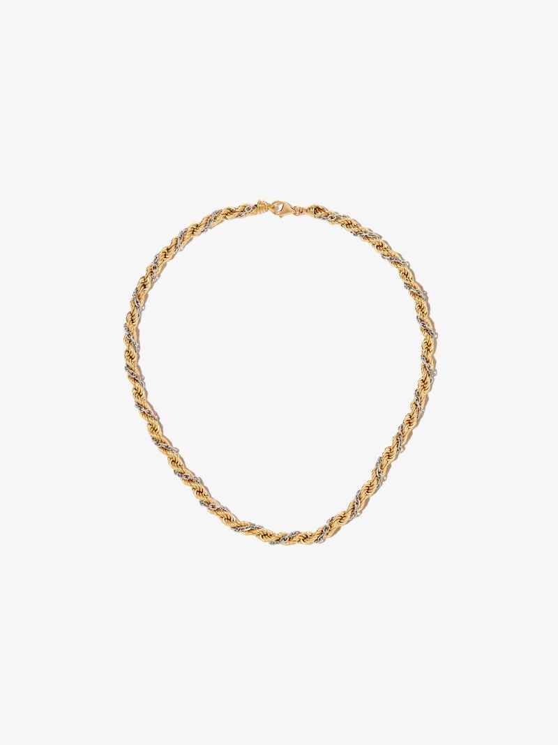18k Yellow and White Gold Torsade Chain Necklace