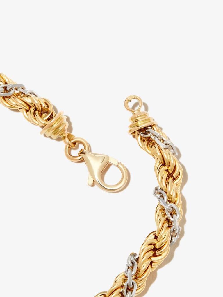 18k Yellow and White Gold Torsade Chain Necklace