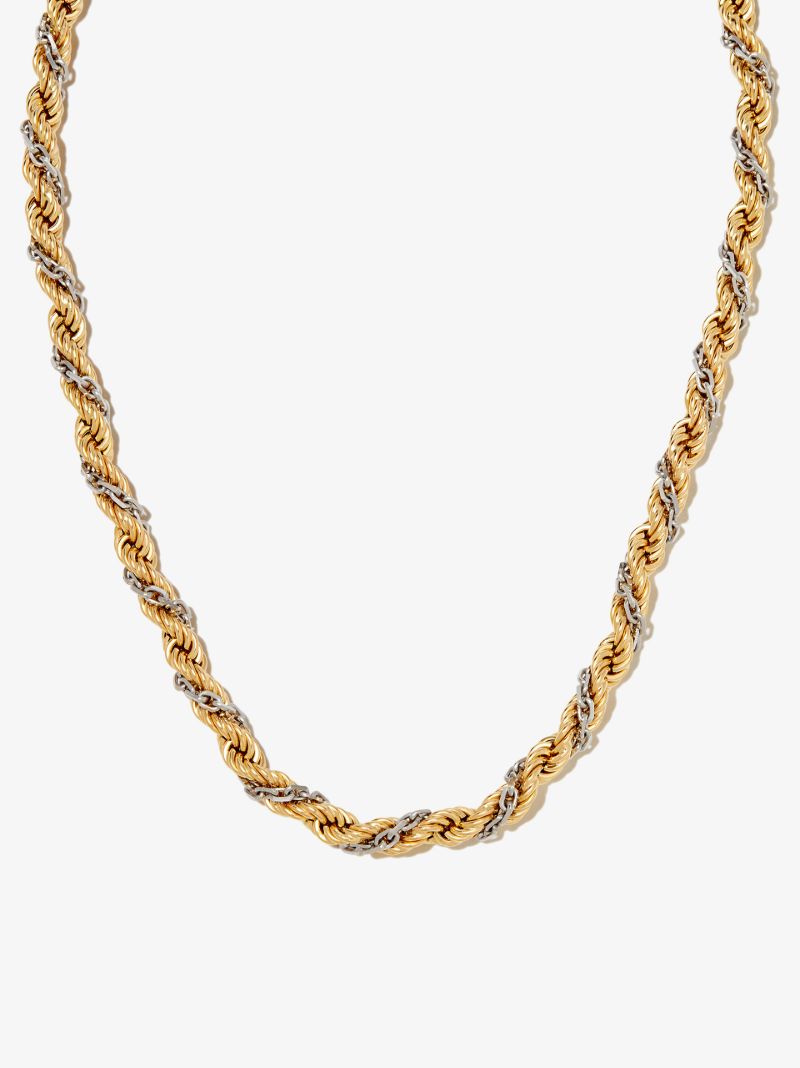 18k Yellow and White Gold Torsade Chain Necklace