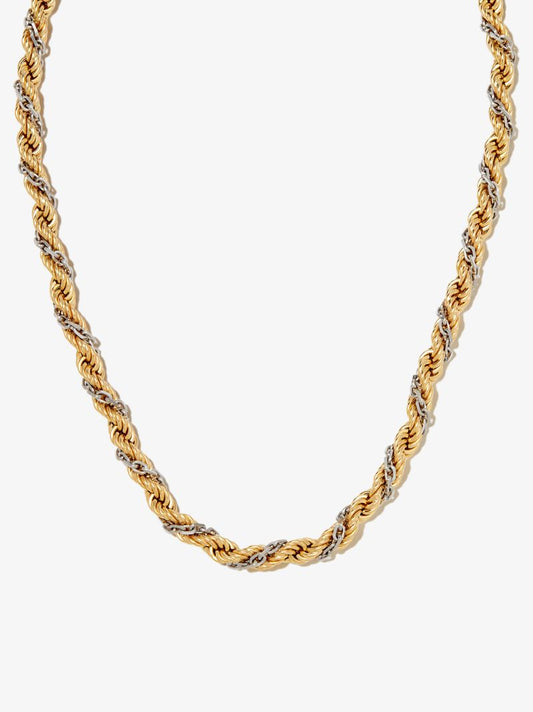 18k Yellow and White Gold Torsade Chain Necklace