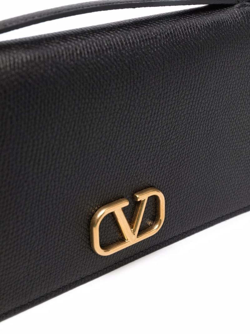 Black Vlogo Leather Cross Body Bag