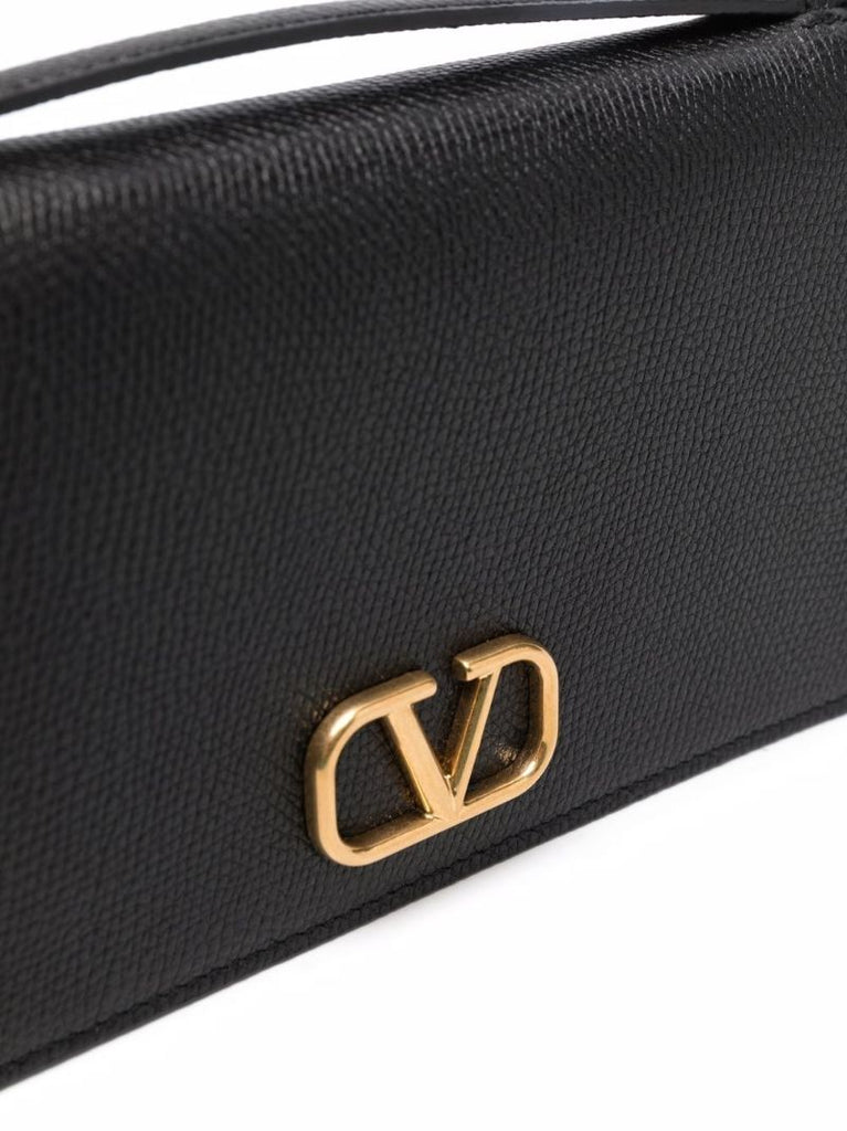 Black Vlogo Leather Cross Body Bag