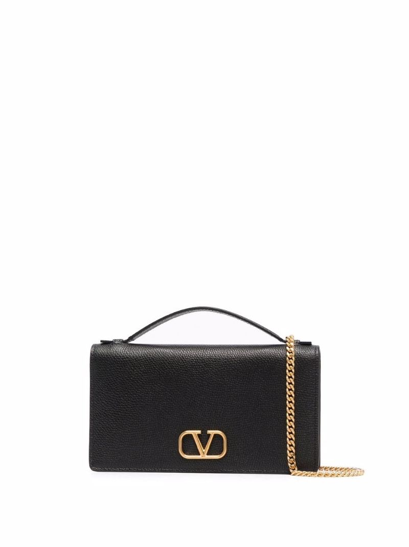 Black Vlogo Leather Cross Body Bag