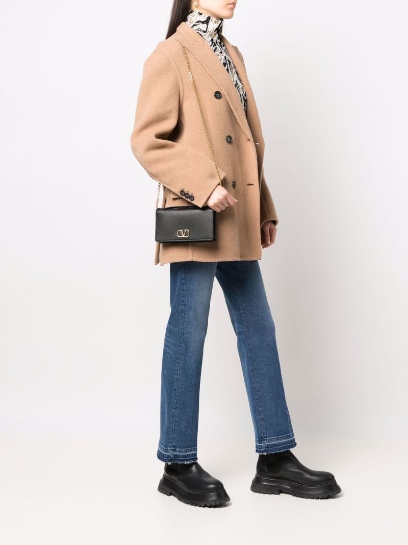 Black Vlogo Leather Cross Body Bag