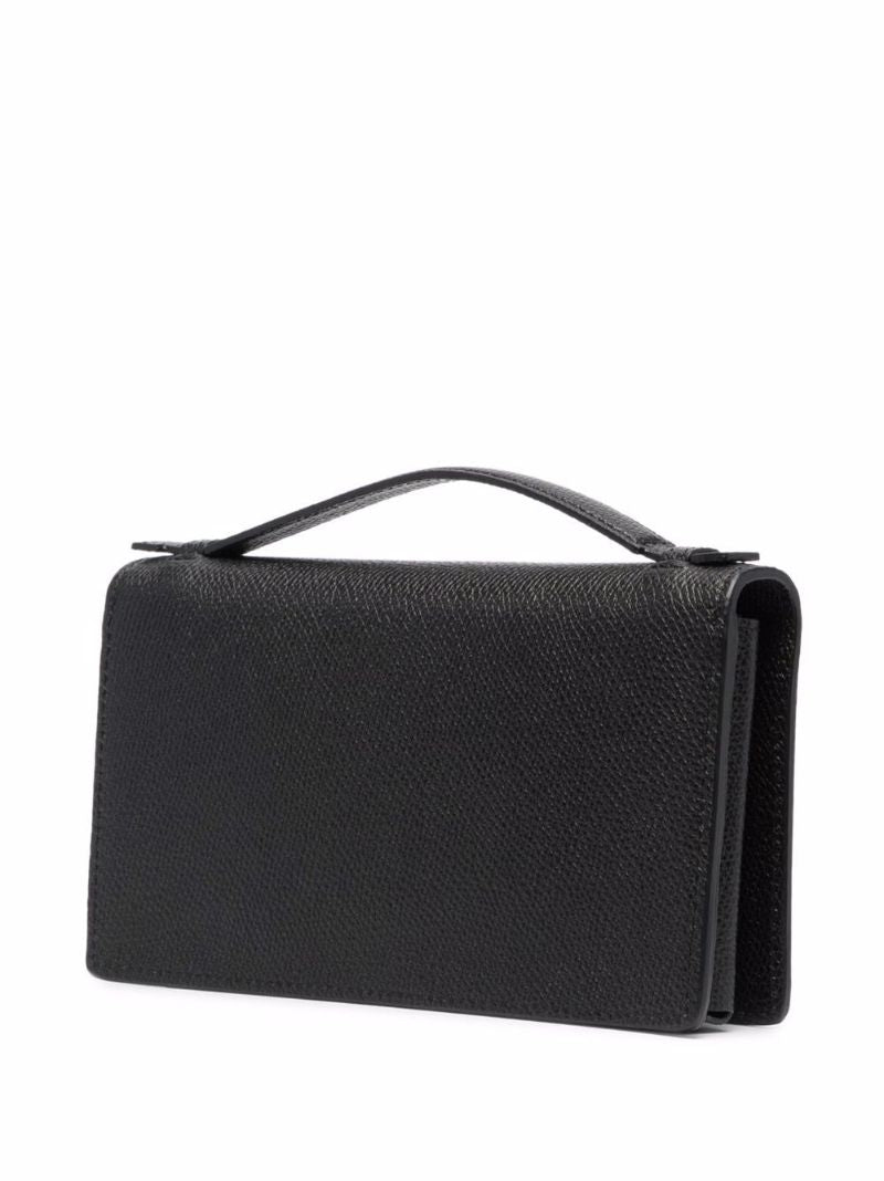 Black Vlogo Leather Cross Body Bag