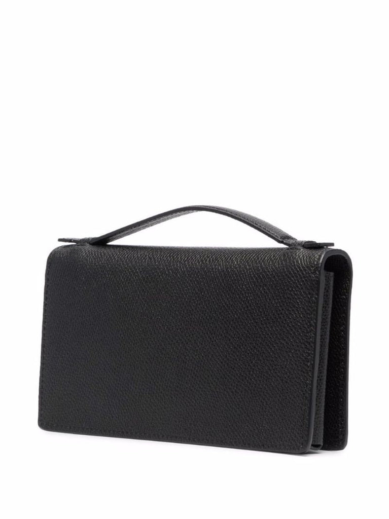 Black Vlogo Leather Cross Body Bag