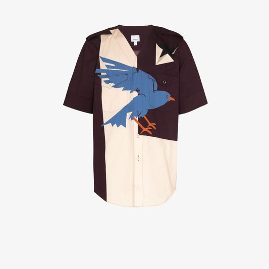 Geometric Print Panelled Shirt