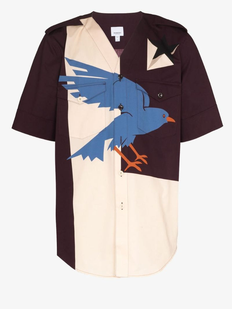Geometric Print Panelled Shirt
