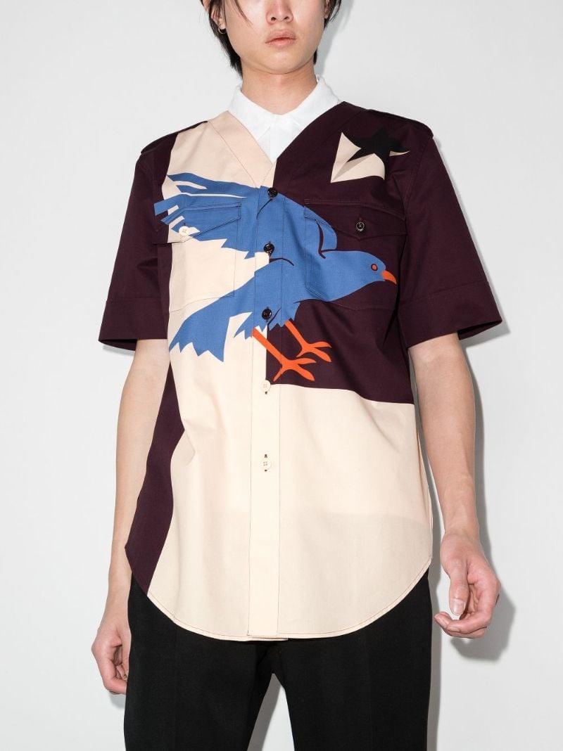 Geometric Print Panelled Shirt