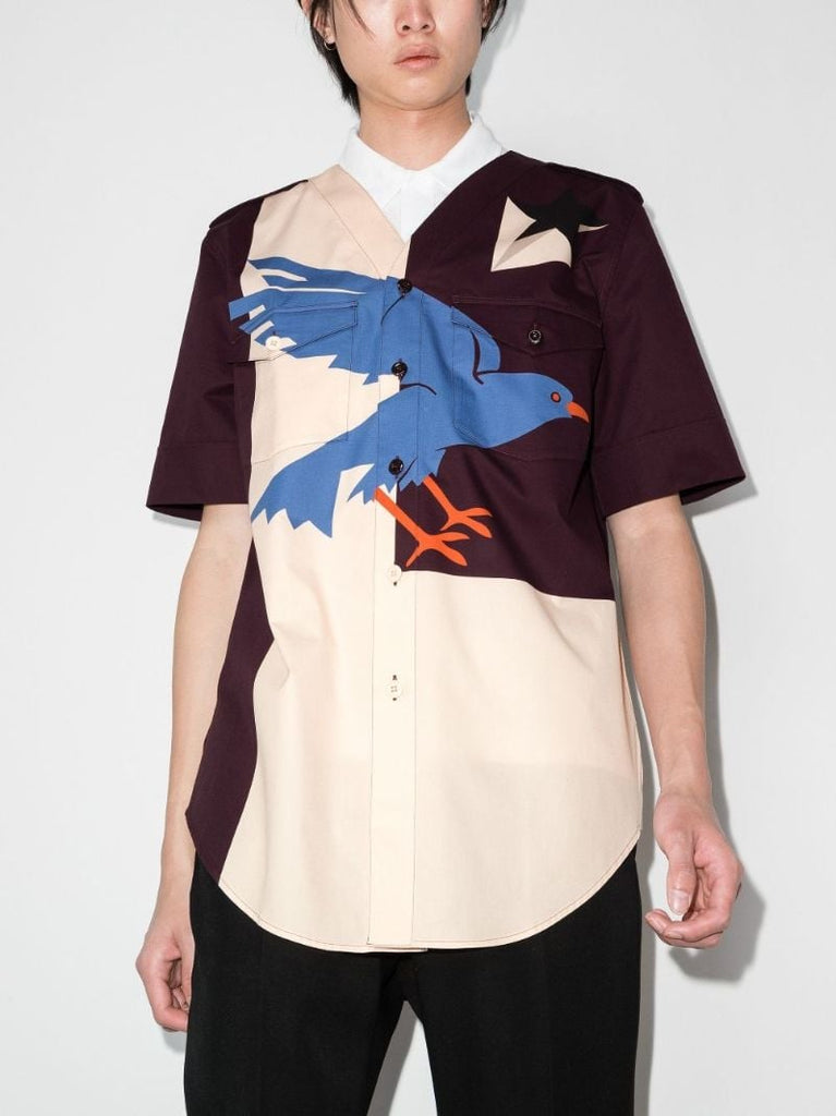 Geometric Print Panelled Shirt
