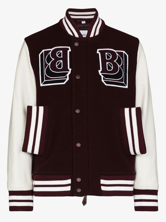 Red Logo Patch Varsity Jacket