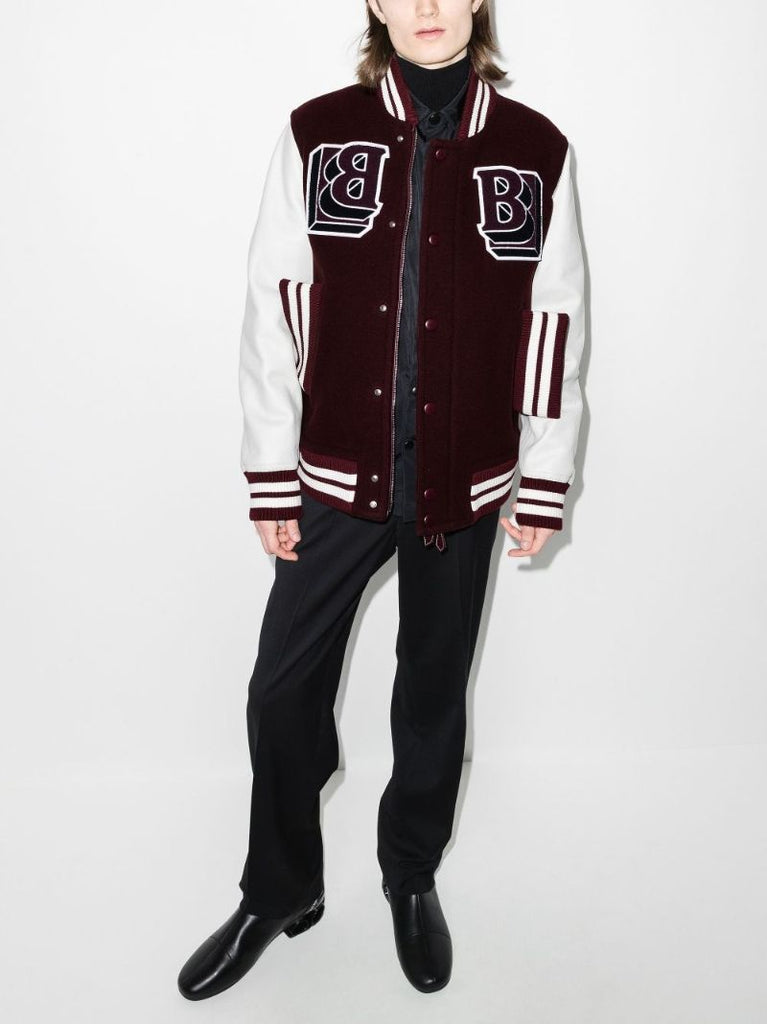 Red Logo Patch Varsity Jacket