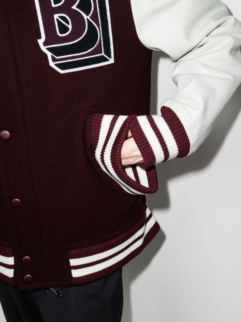 Red Logo Patch Varsity Jacket