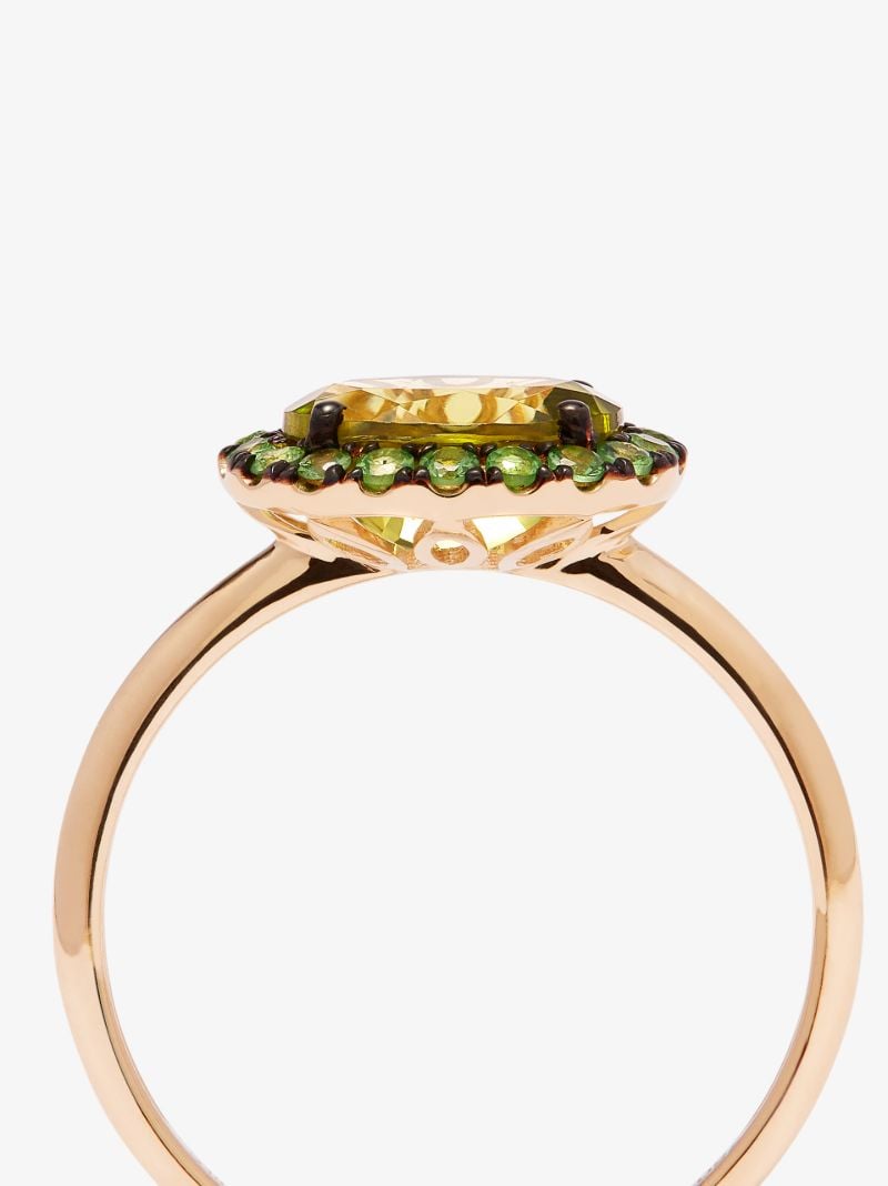 18k Yellow Gold Peridot and Garnet Ring