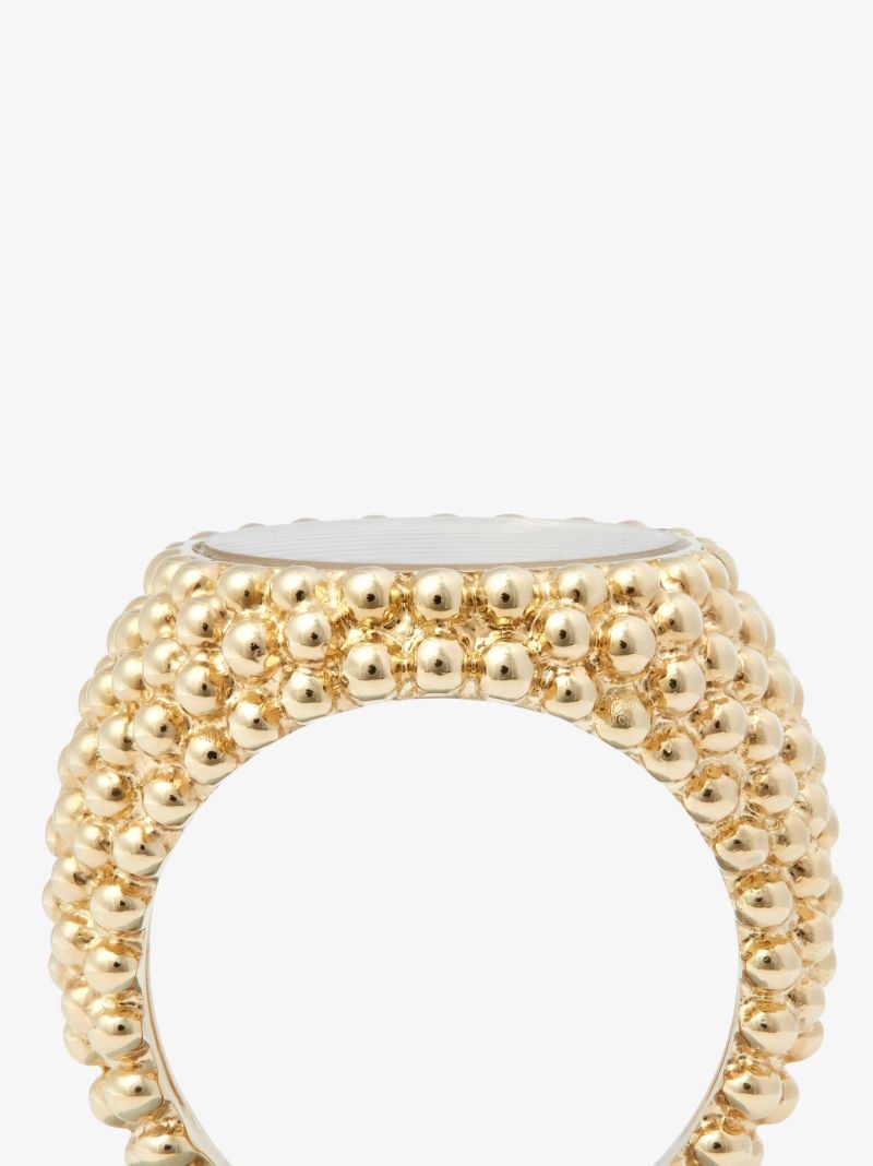 9k Yellow Gold Bulle Labyrinthe Diamond Signet Ring
