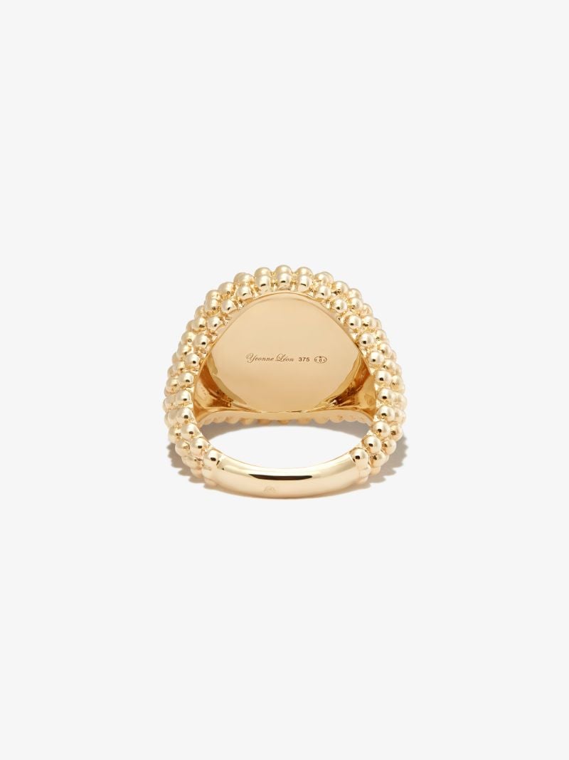 9k Yellow Gold Bulle Labyrinthe Diamond Signet Ring