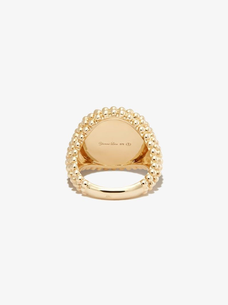 9k Yellow Gold Bulle Labyrinthe Diamond Signet Ring