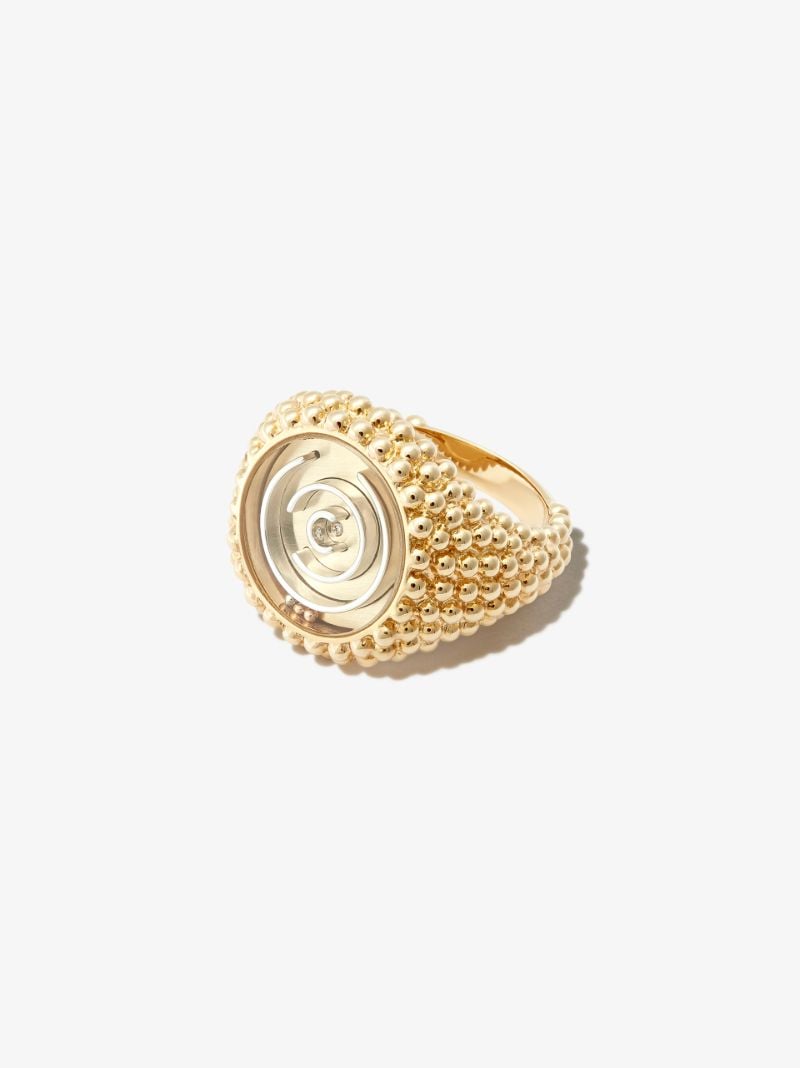 9k Yellow Gold Bulle Labyrinthe Diamond Signet Ring