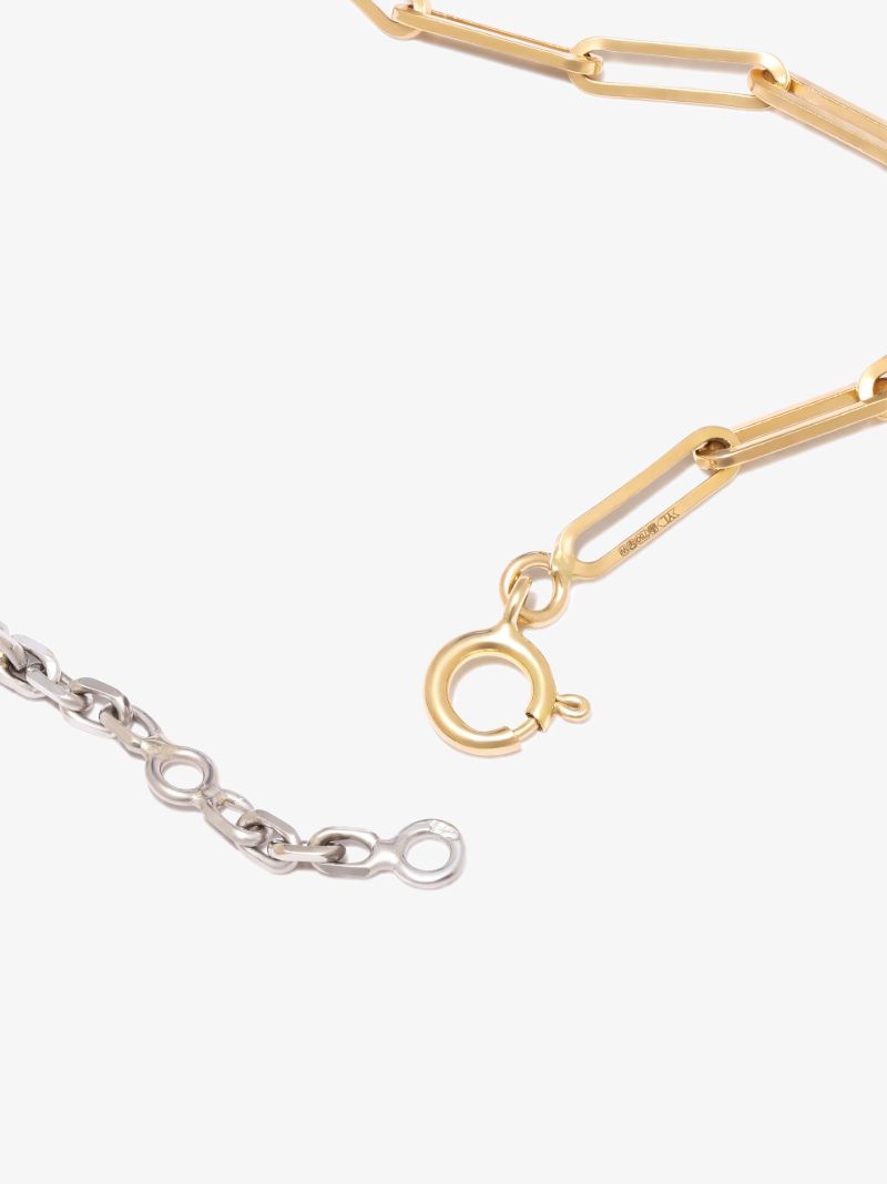 18k White and Yellow Gold Solitaire Garnet Bracelet