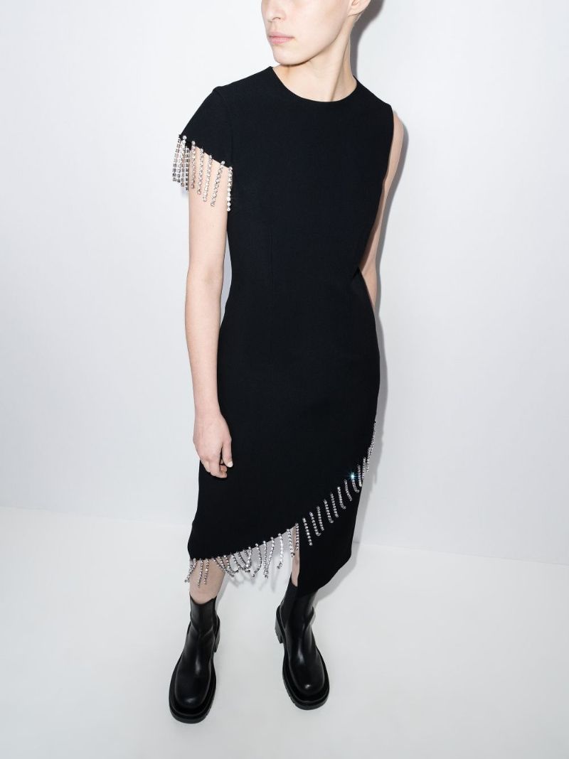 Crystal Trim Midi Dress