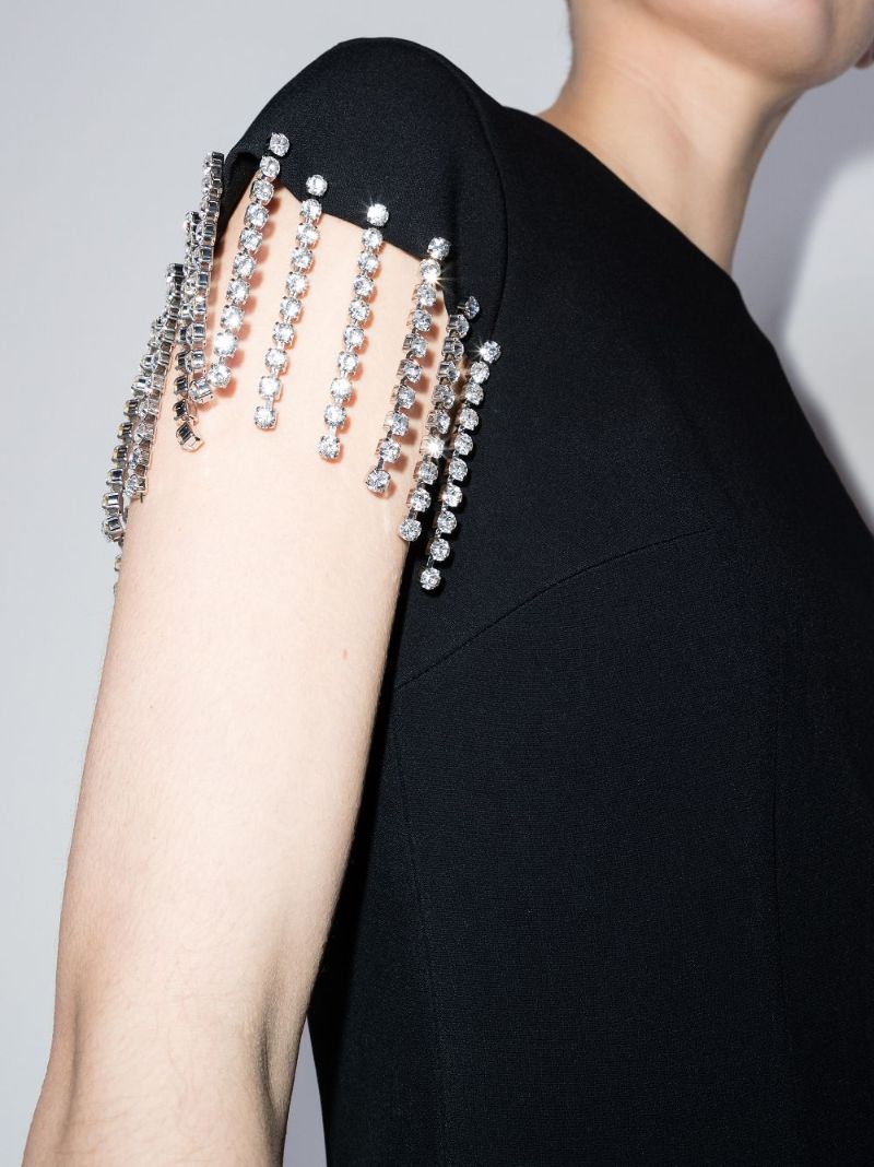 Crystal Trim Midi Dress