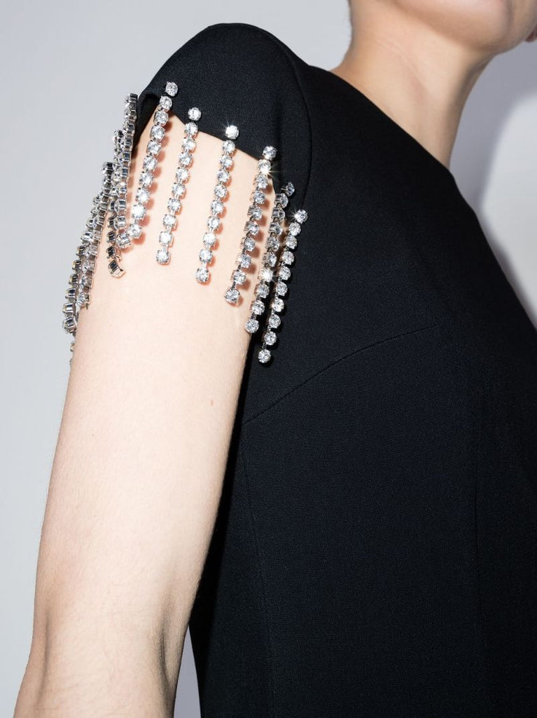 Crystal Trim Midi Dress