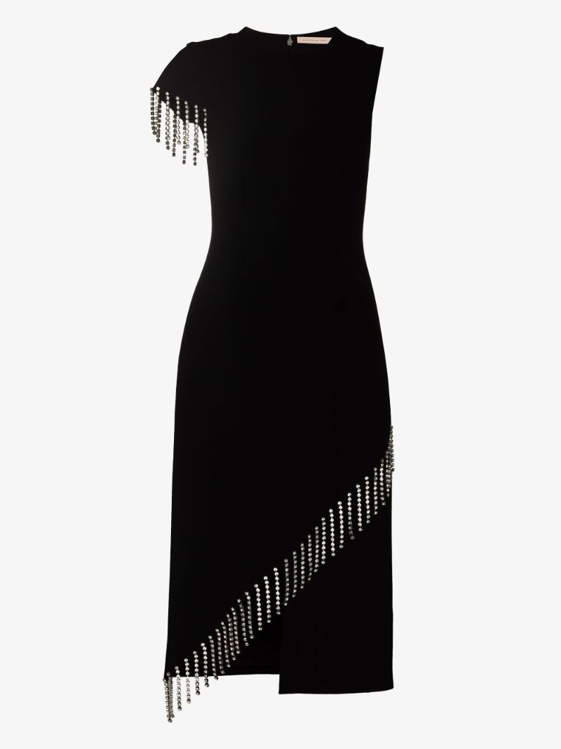 Crystal Trim Midi Dress