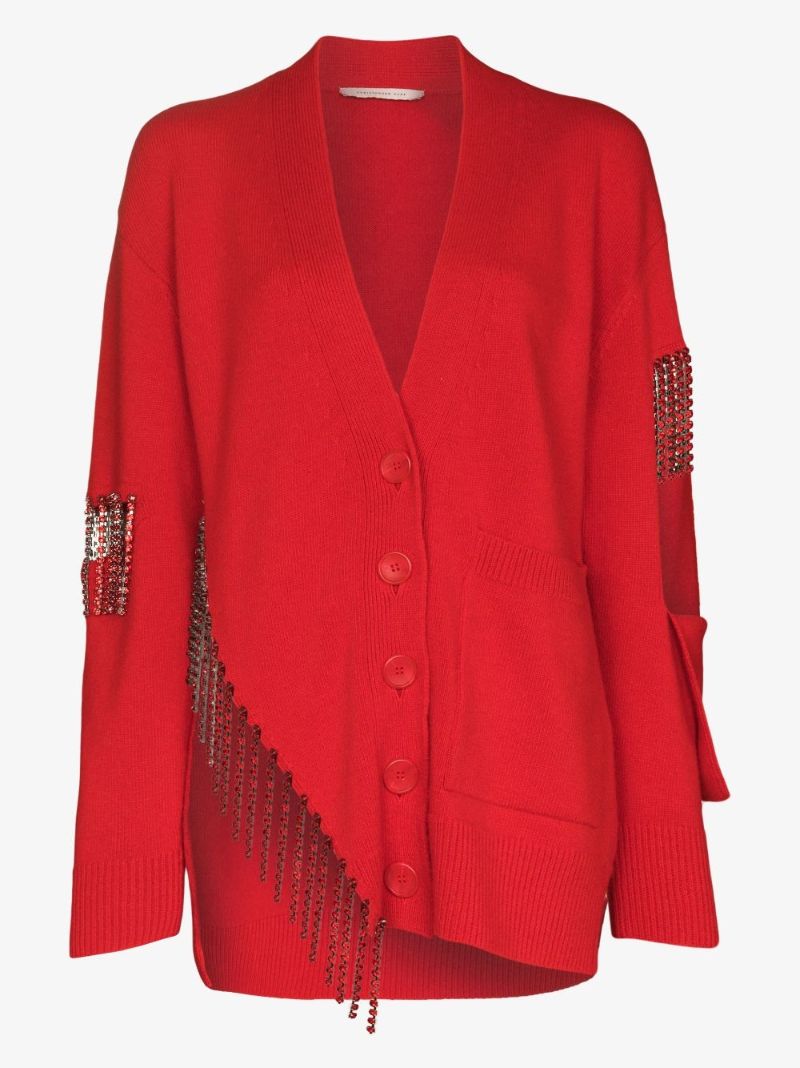 Crystal Trim Wool Cardigan