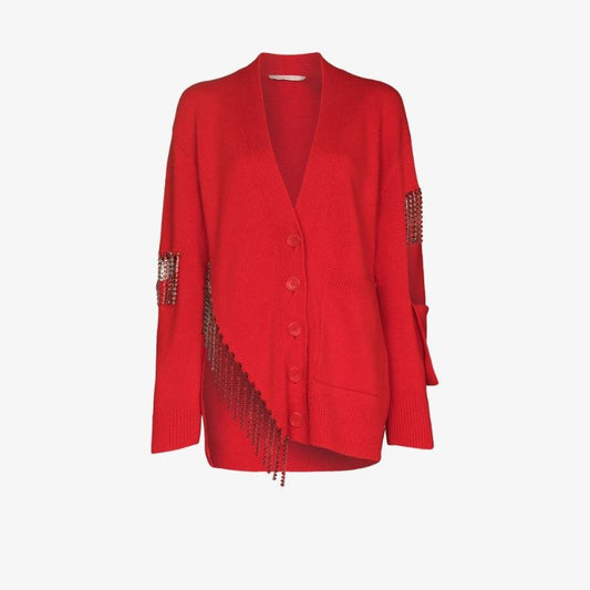 Crystal Trim Wool Cardigan