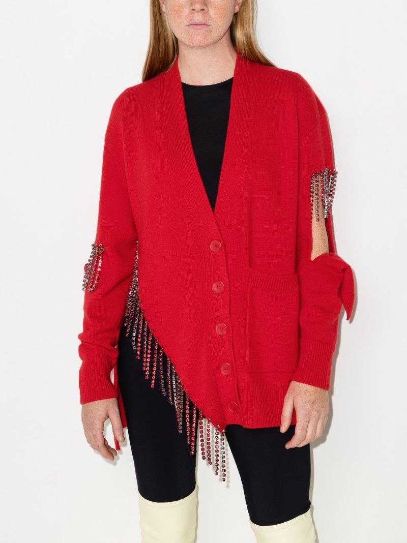 Crystal Trim Wool Cardigan