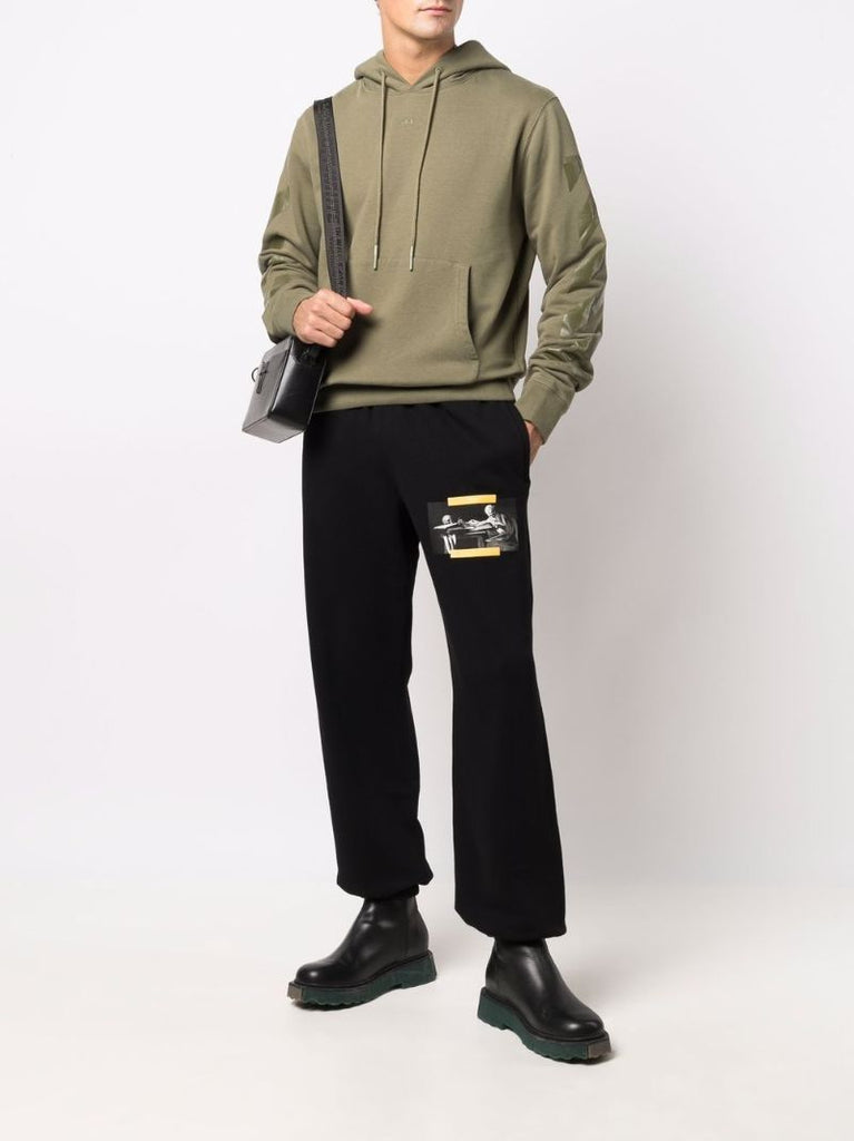 Green Arrows Print Cotton Hoodie